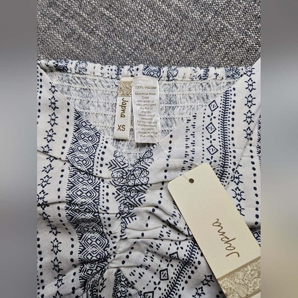 JAPNA Bohemian Peplum White & Blue Paisley Patterned Top - Picture 8 of 9